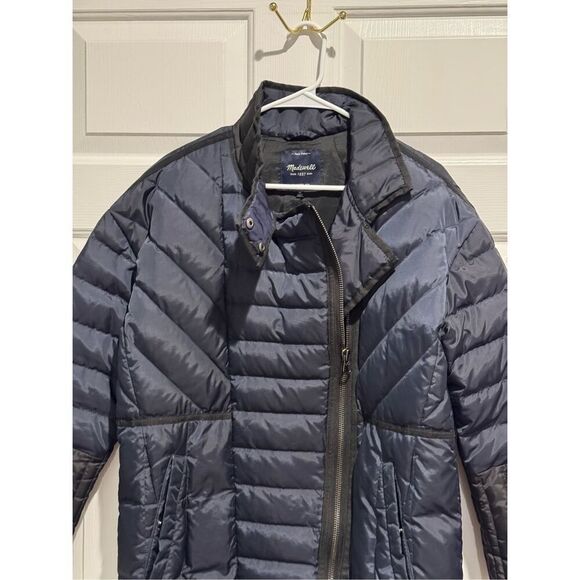 Madewell Navy Blue Quilted Full Zip Down Puffer High Collar Jacket Women's M - Picture 5 of 15